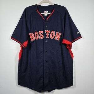 Majestic MLB Boston Red Sox Button Down Embroidered Logo Baseball Jersey XXL